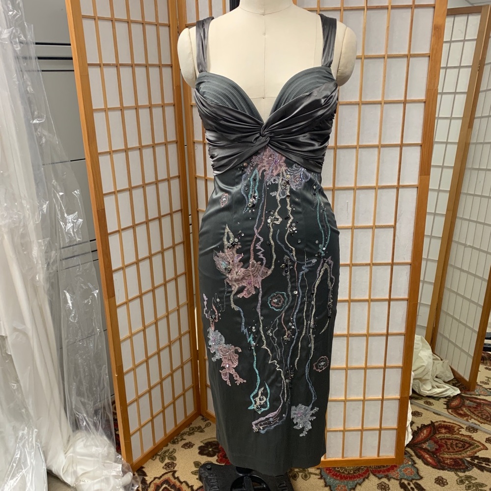 Used Gray Mandalay w/multi colored sequin and lace